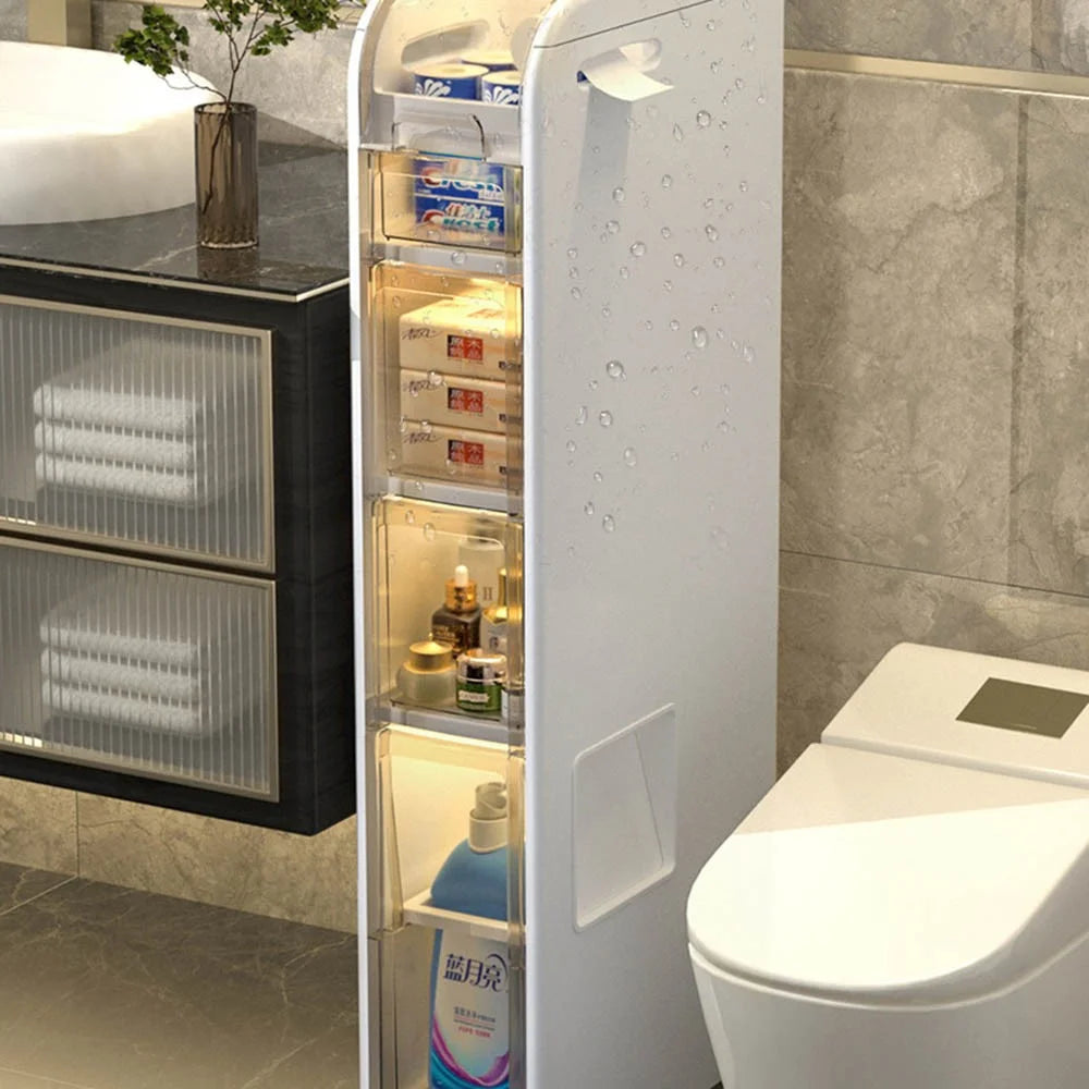 5-Tier Bathroom Storage Cabinet Slim Rolling Cart For Toilet Paper Organizer with Drawers and Wheels - 3