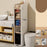 6-Tier Slim Bathroom Storage Cabinet Toilet Paper Towel Organizer with Wheels Trash Can Drawer - 1