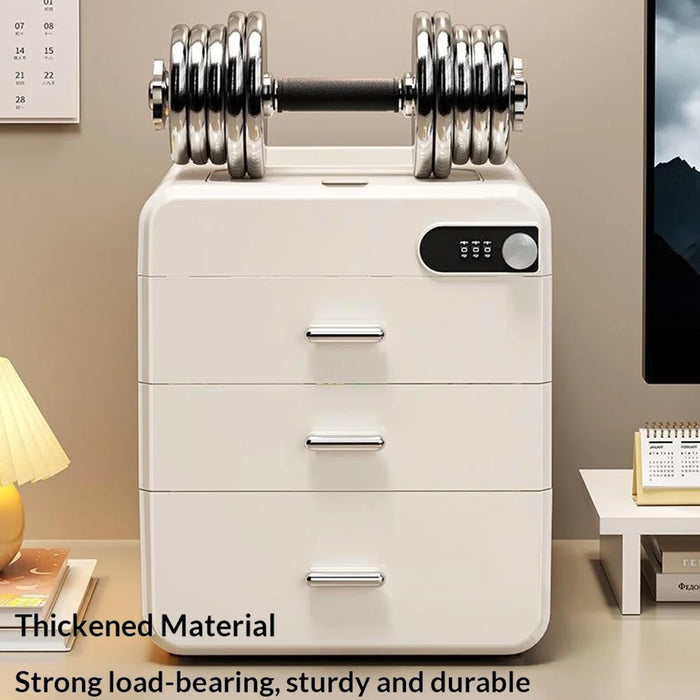 3 Layers Desktop Storage Box with Password Lock File Organizer Privacy Security Cabinet - Transparent Grey - 6