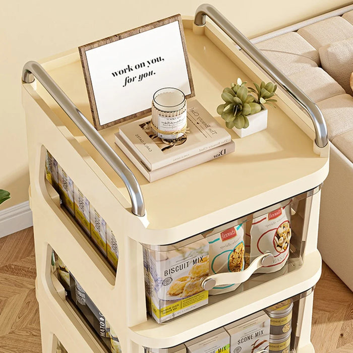 38 x 30 x 52.5 cm 2-Tier Storage Cart with Drawers Rolling Organizer Rack with Wheels for Living Room Kitchen - 2