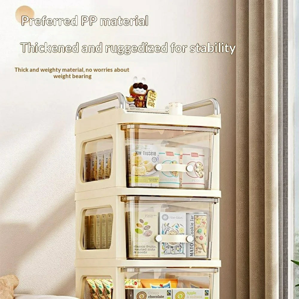 38x30x89.5cm 4-Layer Mobile Storage Cart with Wheels Multi Layer PP Drawer Organizer Storage Rack for Living Room Kitchen Bedroom - 2