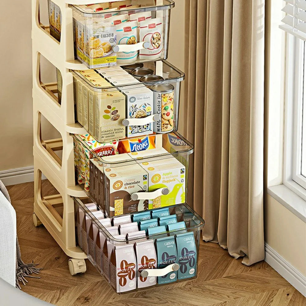 38x30x89.5cm 4-Layer Mobile Storage Cart with Wheels Multi Layer PP Drawer Organizer Storage Rack for Living Room Kitchen Bedroom - 4