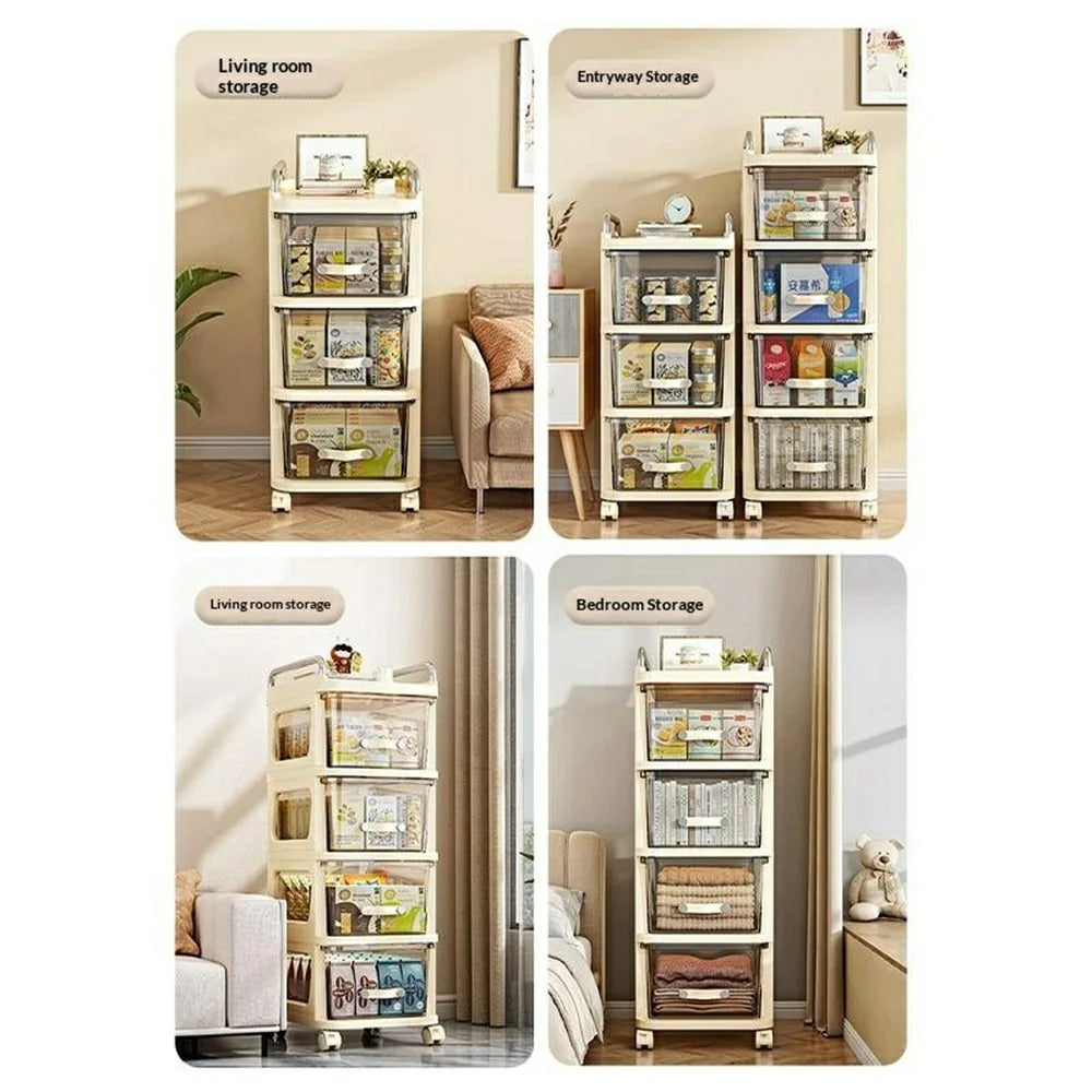 38x30x89.5cm 4-Layer Mobile Storage Cart with Wheels Multi Layer PP Drawer Organizer Storage Rack for Living Room Kitchen Bedroom - 5