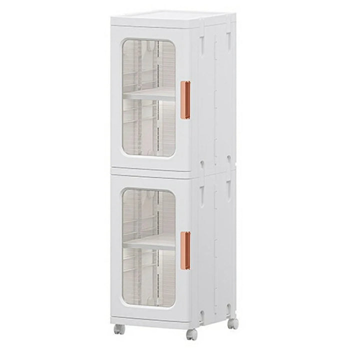 28.5x24.5x86cm 2-Tier Bathroom Storage Cabinet with Wheels Narrow Gap Rolling Organizer Rack for Toilet Washroom - Transparent - 1