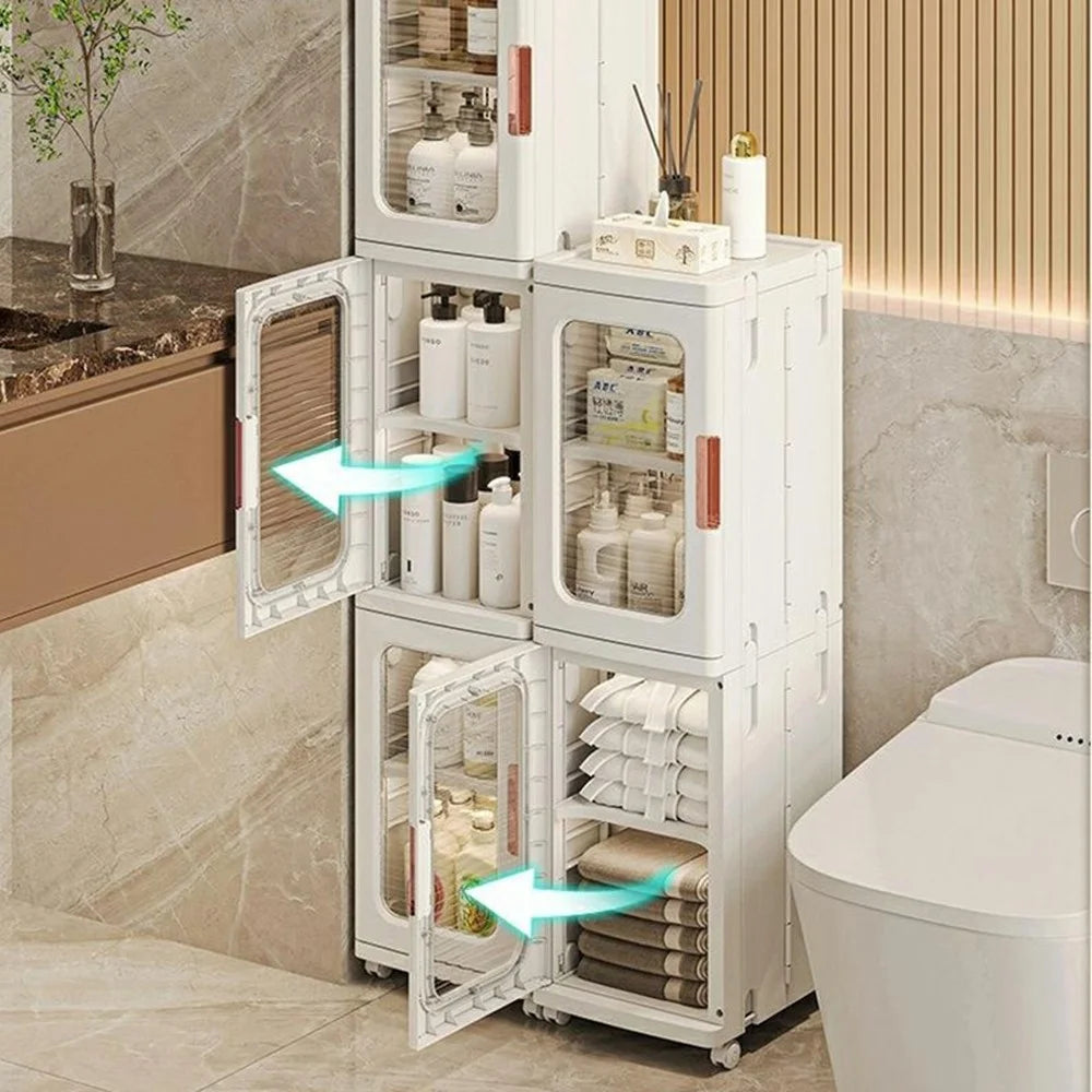 3-Tier Storage Cabinet Storage Cart Rolling Organizer with Wheels Slim Gap Toilet Rack for for Bedroom Kitchen Bathroom- White - 3