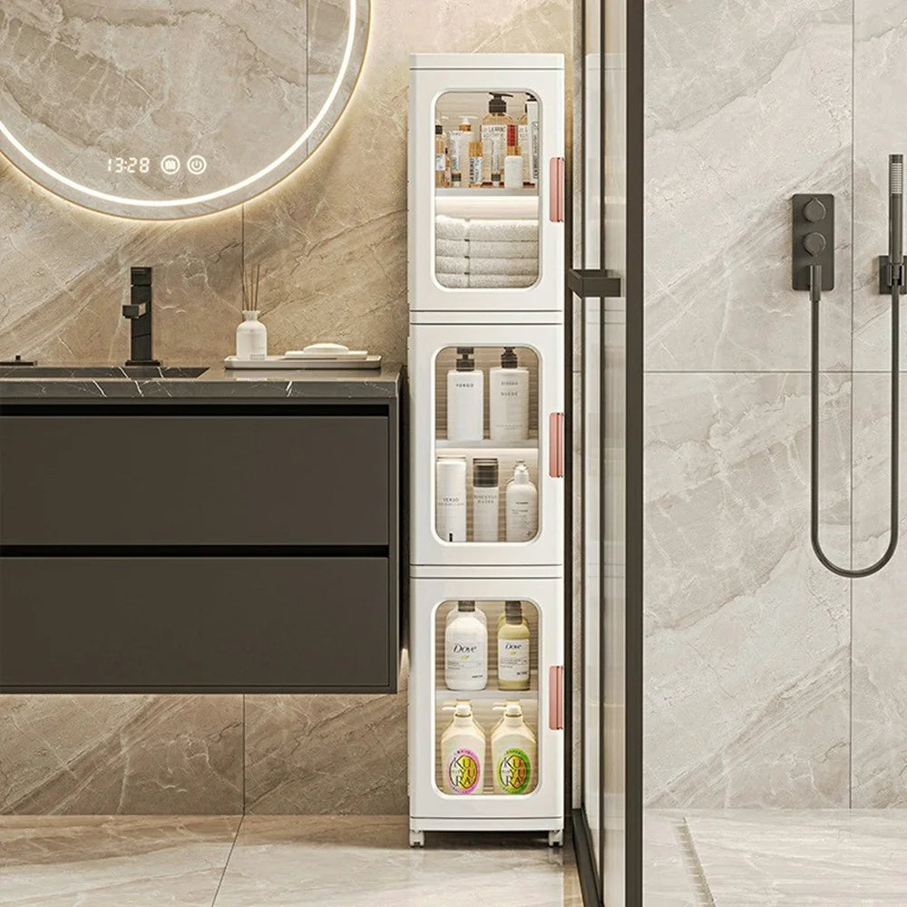 3-Tier Storage Cabinet Storage Cart Rolling Organizer with Wheels Slim Gap Toilet Rack for for Bedroom Kitchen Bathroom- White - 4
