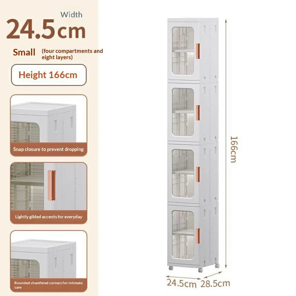 4-Tier Storage Cabinet Storage Cart Rolling Organizer with Wheels Slim Gap Toilet Rack for for Bedroom Kitchen Bathroom - White - 5