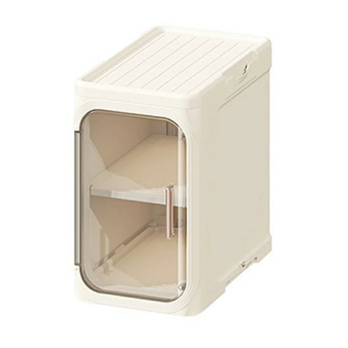 Single Tier Storage Cabinet Waterproof Dustproof Organizer with Clear Door Removable Shelf for Bathroom Kitchen - Beige - 1