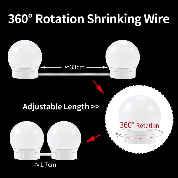 6 Bulbs LED Makeup Mirror Light Bulb Vanity Dimmable Lamp for Dressing Table - 6