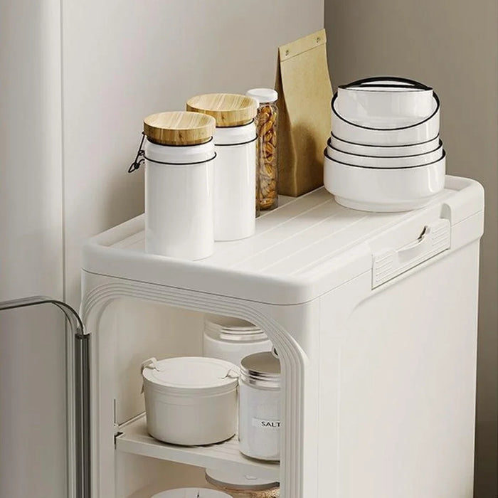 3 Tier Storage Cabinet Cart Waterproof Dustproof Organizer with Clear Door Removable Shelf for Bathroom Kitchen - White - 5