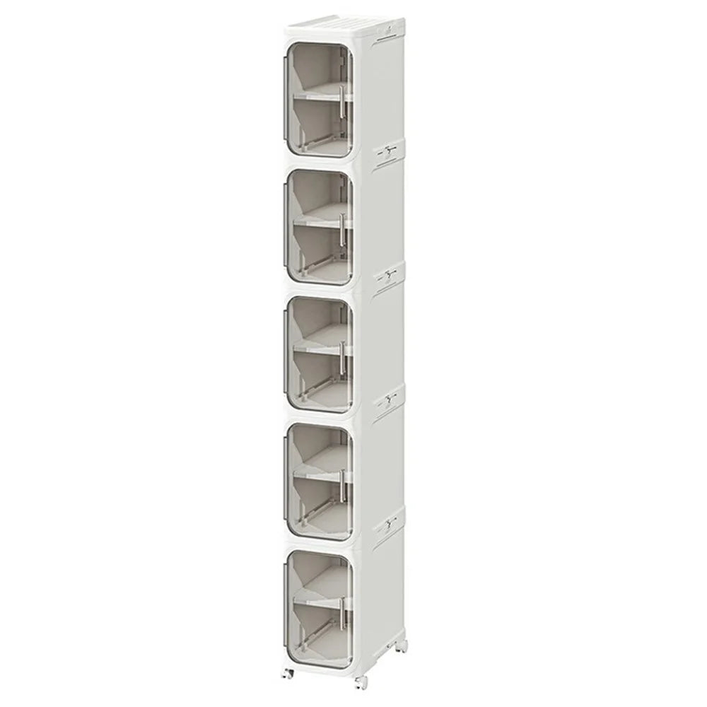 Storage Cabinet 5 Tier Narrow Gap Organizer with Wheels Waterproof Dustproof for Bathroom Kitchen Bedroom - Grey - 1
