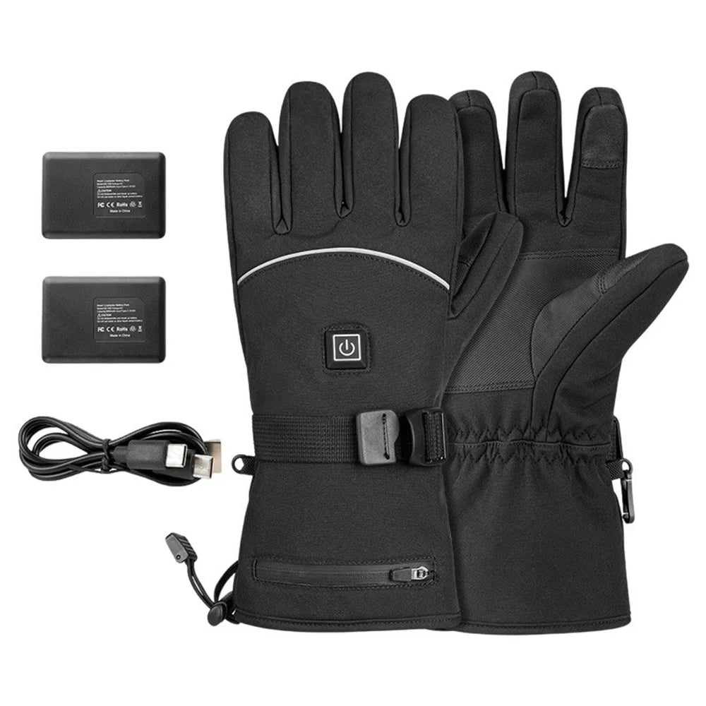 Electric Heated Gloves with 2x 5000mAh Battery 3 Temperature Control 60-65°C Waterproof Touchscreen Winter Thermal Mittens for Skiing Cycling - 1