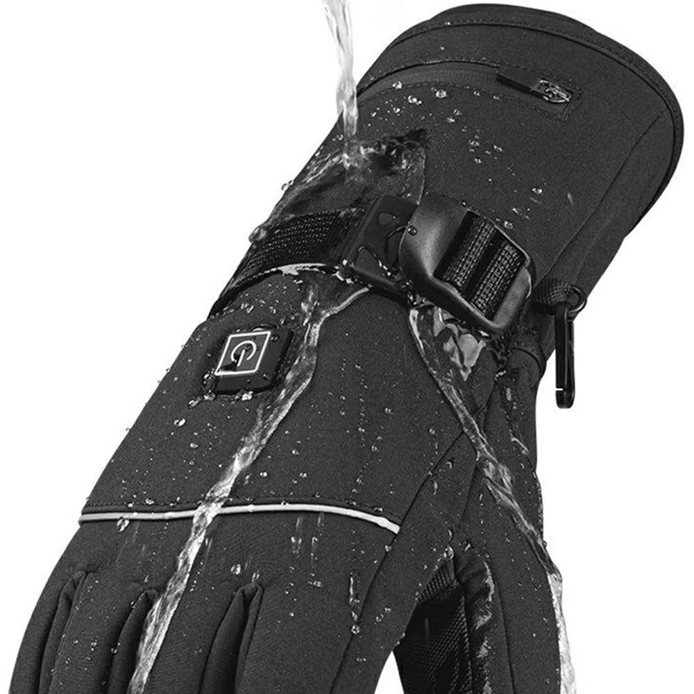 Electric Heated Gloves with 2x 5000mAh Battery 3 Temperature Control 60-65°C Waterproof Touchscreen Winter Thermal Mittens for Skiing Cycling - 4