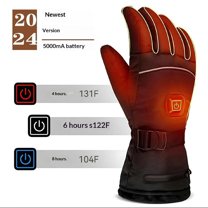 Electric Heated Gloves with 2x 5000mAh Battery Touchscreen Waterproof Rechargeable Warm Gloves for Winter Outdoor - 6
