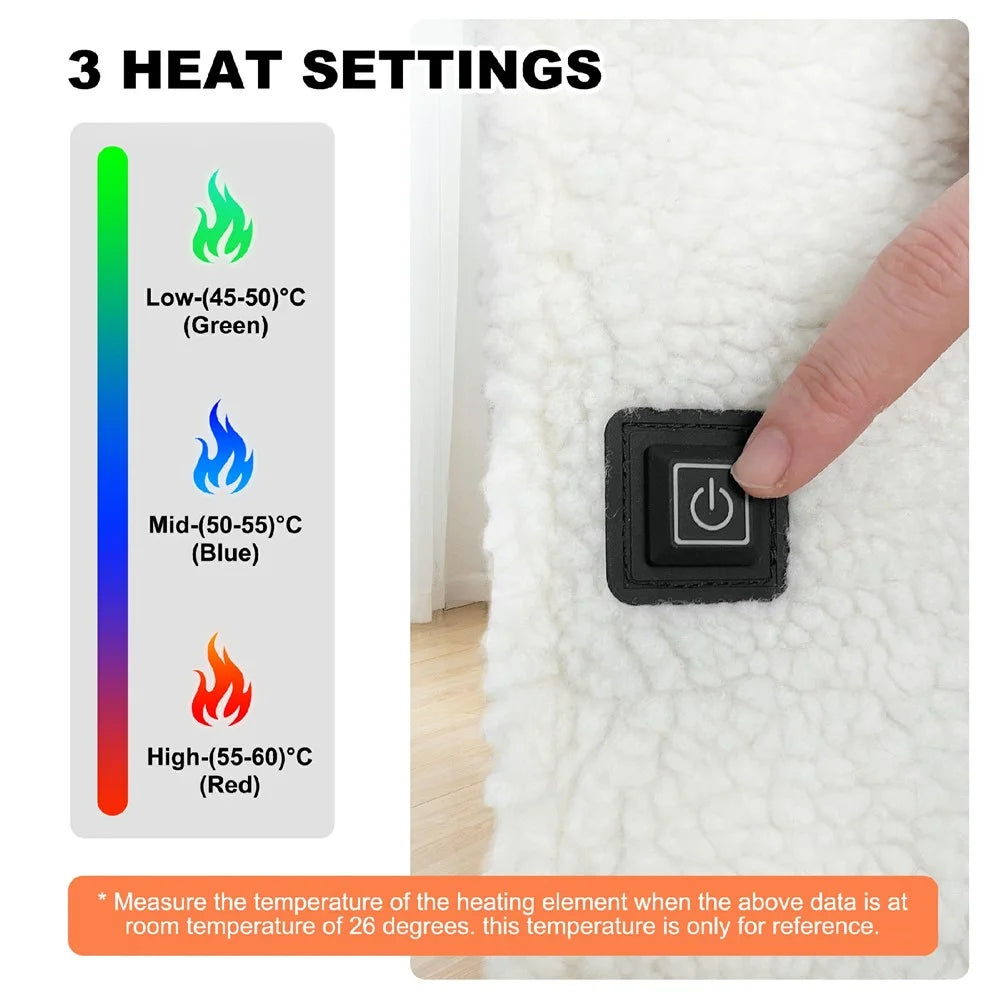 135x48cm Portable Heated Seat Cushion 3-Level Temperature Control Fleece Heating Pad for Sofa Camping Fishing - 4