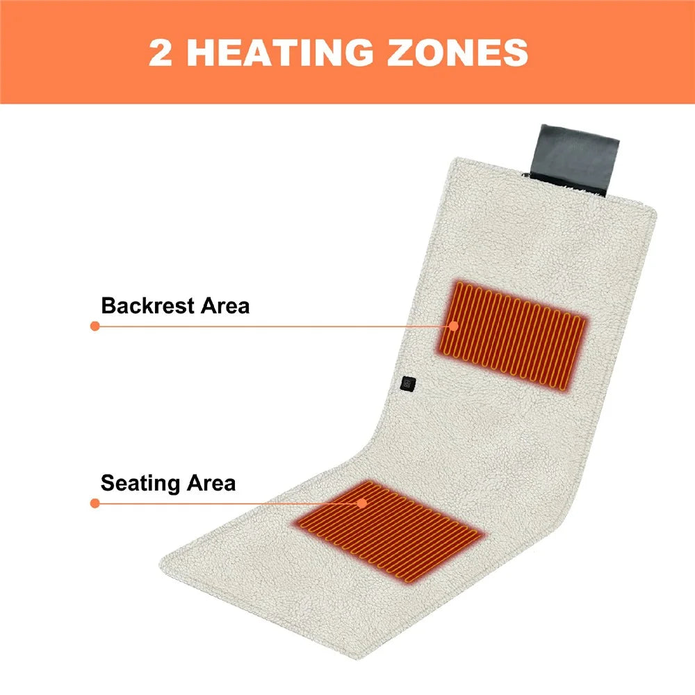 135x48cm Portable Heated Seat Cushion 3-Level Temperature Control Fleece Heating Pad for Sofa Camping Fishing - 6