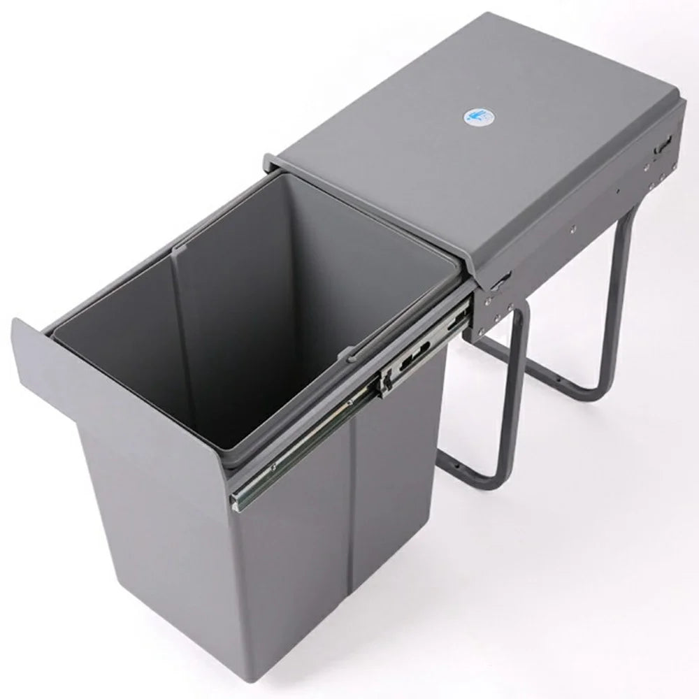 20L Cabinet Built-in Trash Can Kitchen Hidden Pull Out Kitchen Garbage Bin with Retractable Rails and Lid - 1