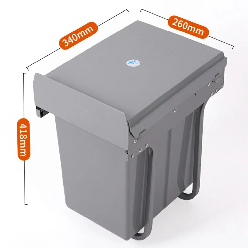 20L Cabinet Built-in Trash Can Kitchen Hidden Pull Out Kitchen Garbage Bin with Retractable Rails and Lid - 5