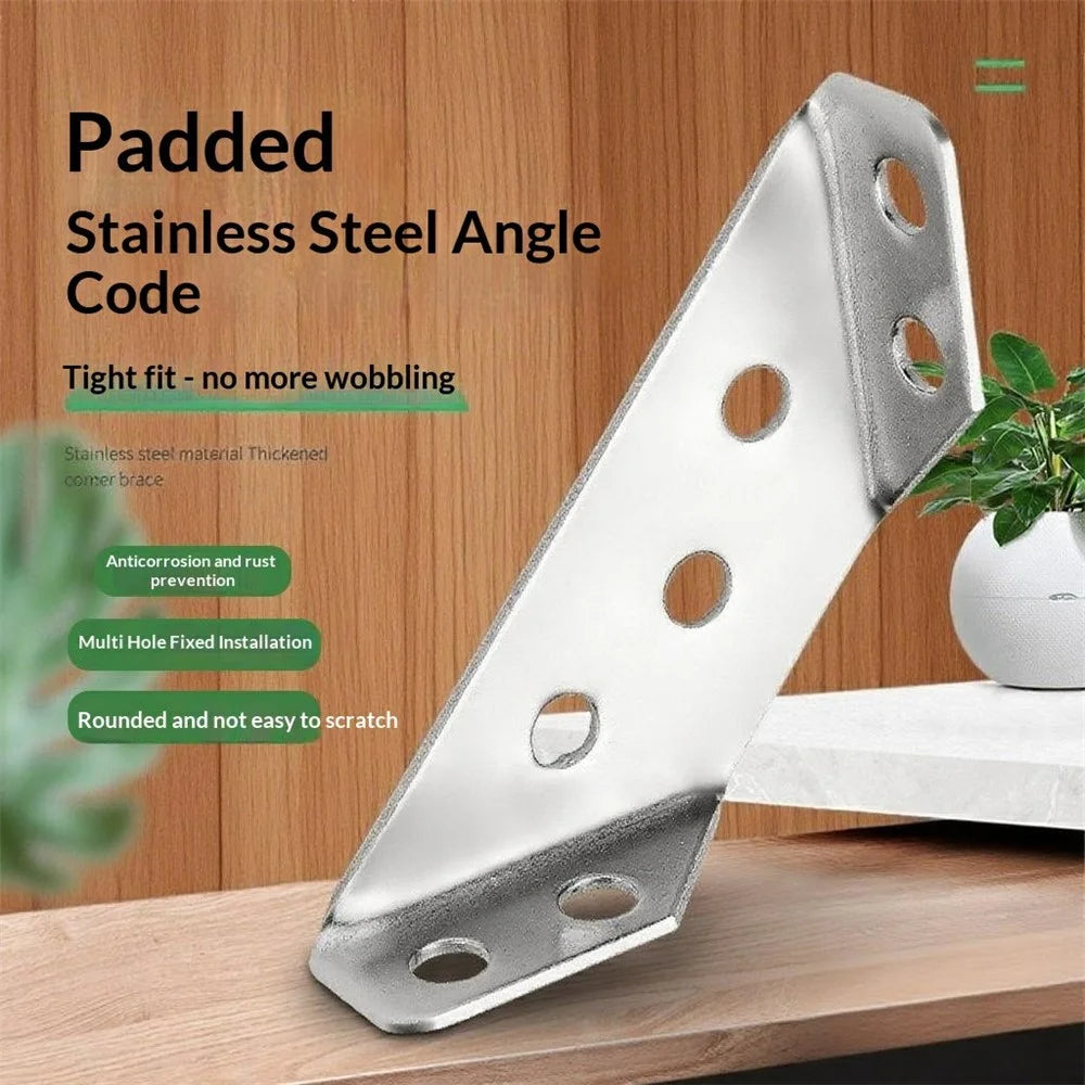 10Pcs Triangle Brackets with 40Pcs Screws Stainless Steel 90 Degree Angle Support Corner Connector Brackets for Furniture - 2