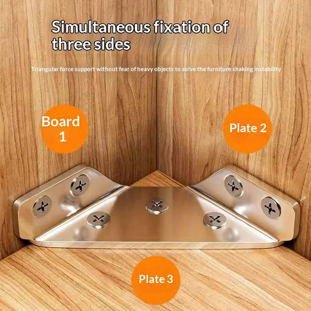 10Pcs Triangle Brackets with 40Pcs Screws Stainless Steel 90 Degree Angle Support Corner Connector Brackets for Furniture - 3