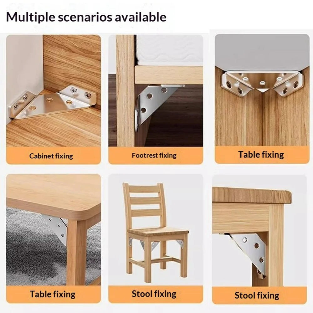 10Pcs Triangle Brackets with 40Pcs Screws Stainless Steel 90 Degree Angle Support Corner Connector Brackets for Furniture - 5