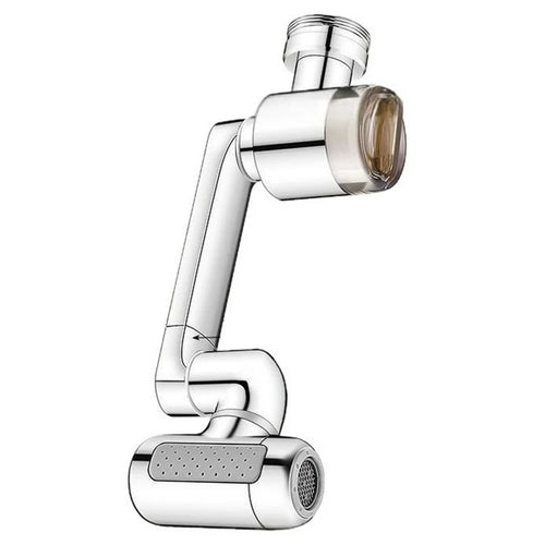 1440-Degree Rotation 4 Speed Filter Tap Aerator with 3Pcs Filters Robotic Arm Rotating Faucet Extender for Kitchen Bathroom - Silver - 1