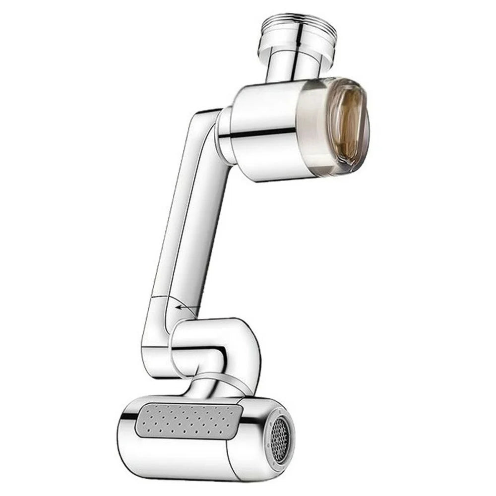 1440-Degree Rotation 4 Speed Filter Tap Aerator with 3Pcs Filters Robotic Arm Rotating Faucet Extender for Kitchen Bathroom - Silver - 1