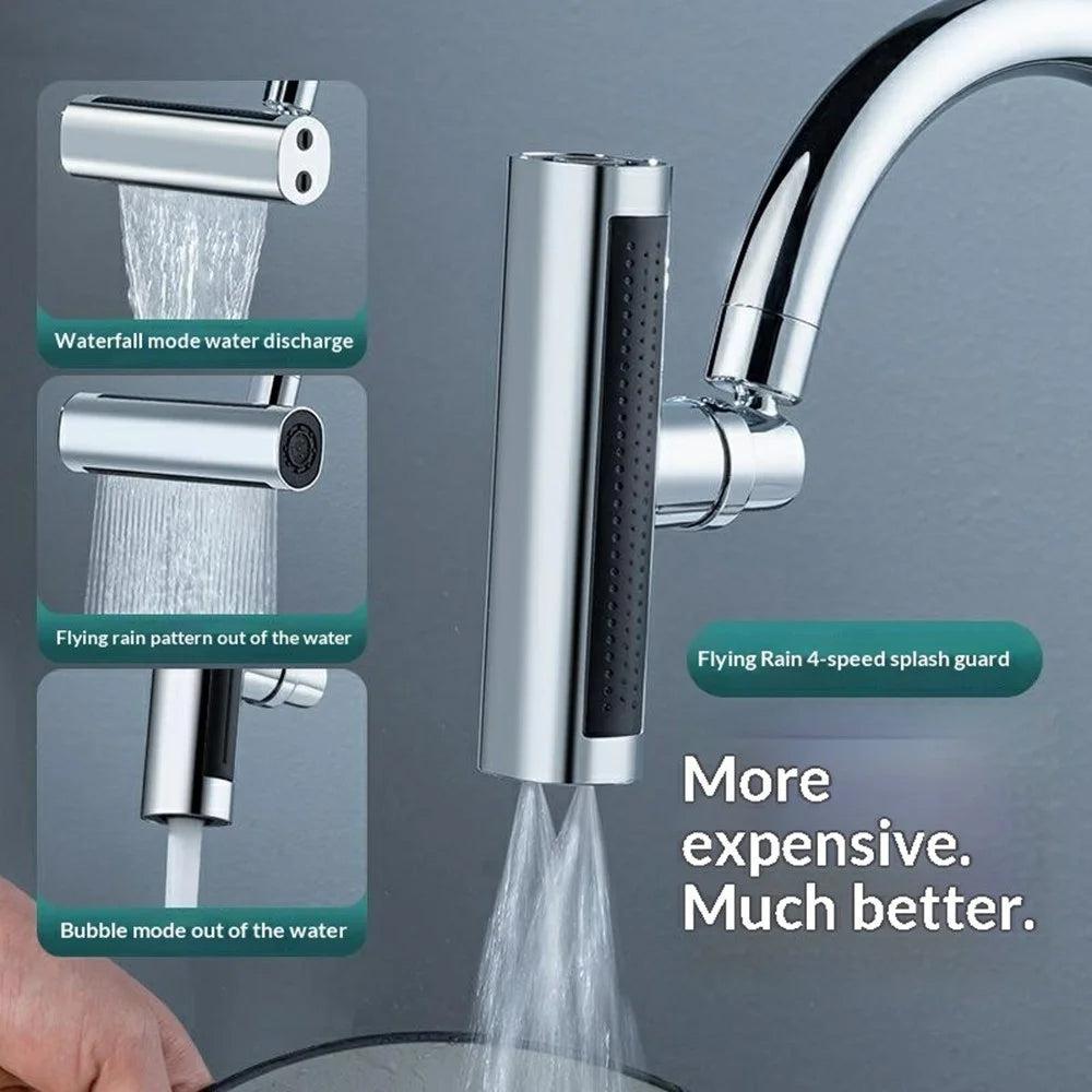 360 Degree Swivel Kitchen Faucet Extender 4-Mode Water Flow 22mm Thread Anti-Splash Aerator Sprayer Adapter for Sink - 2