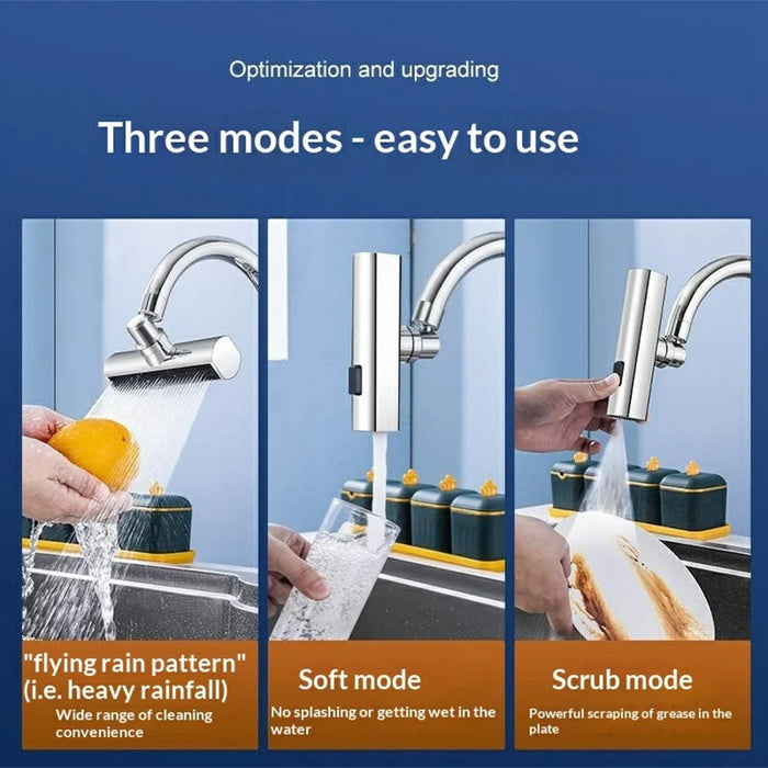 3-Mode Rotatable Kitchen Faucet Aerator 360 Degree Swivel Splash-Proof Water Tap Attachment for Washing - Silver - 4