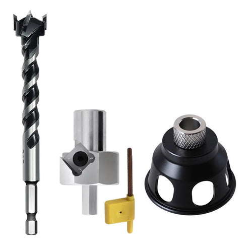 RUITOOL Aluminum Alloy Vertical Drilling Positioning Tool Kit Hole Saw Chamfering Woodworking Tool Set - 20mm Hole  /  Long Drill Bit - 1