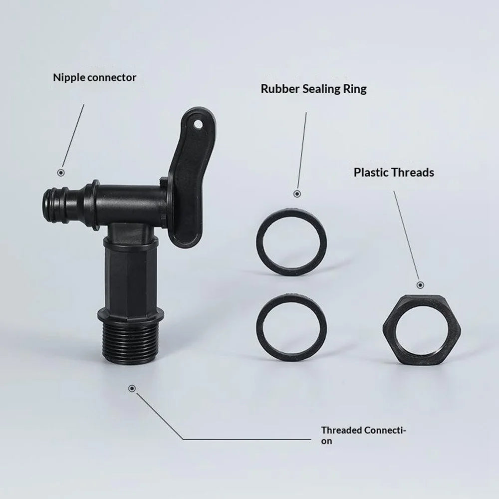 IBC Tank Faucet Tap 3  /  4 Inch Threaded Garden Hose Connector PP Plastic Valve Water Hose Connector with Plastic Thread - 7
