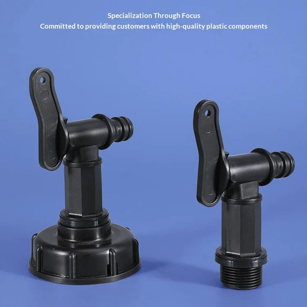 IBC Tank Faucet Tap 3  /  4 Inch Threaded Garden Hose Connector PP Plastic Valve Water Hose Connector with S60x6 Thread Cap & Plastic Thread - 2