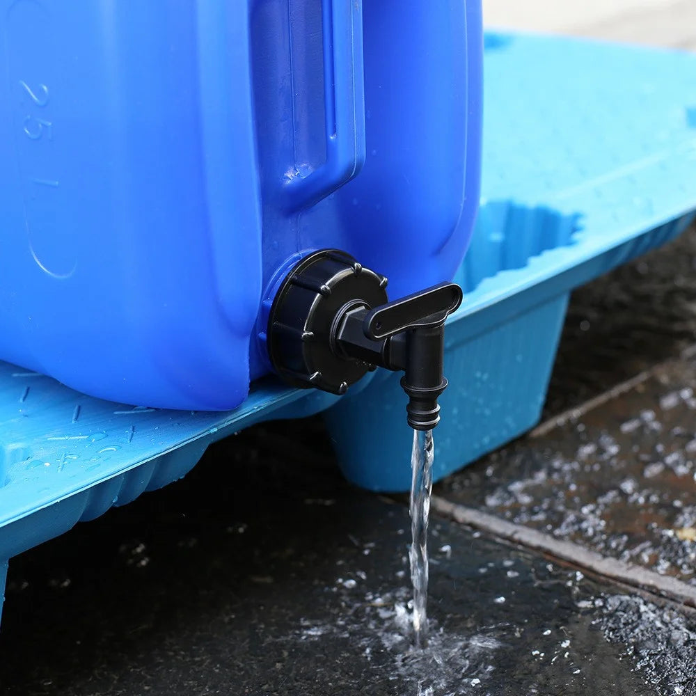 IBC Tank Faucet Tap 3  /  4 Inch Threaded Garden Hose Connector PP Plastic Valve Water Hose Connector with S60x6 Thread Cap & Plastic Thread - 3