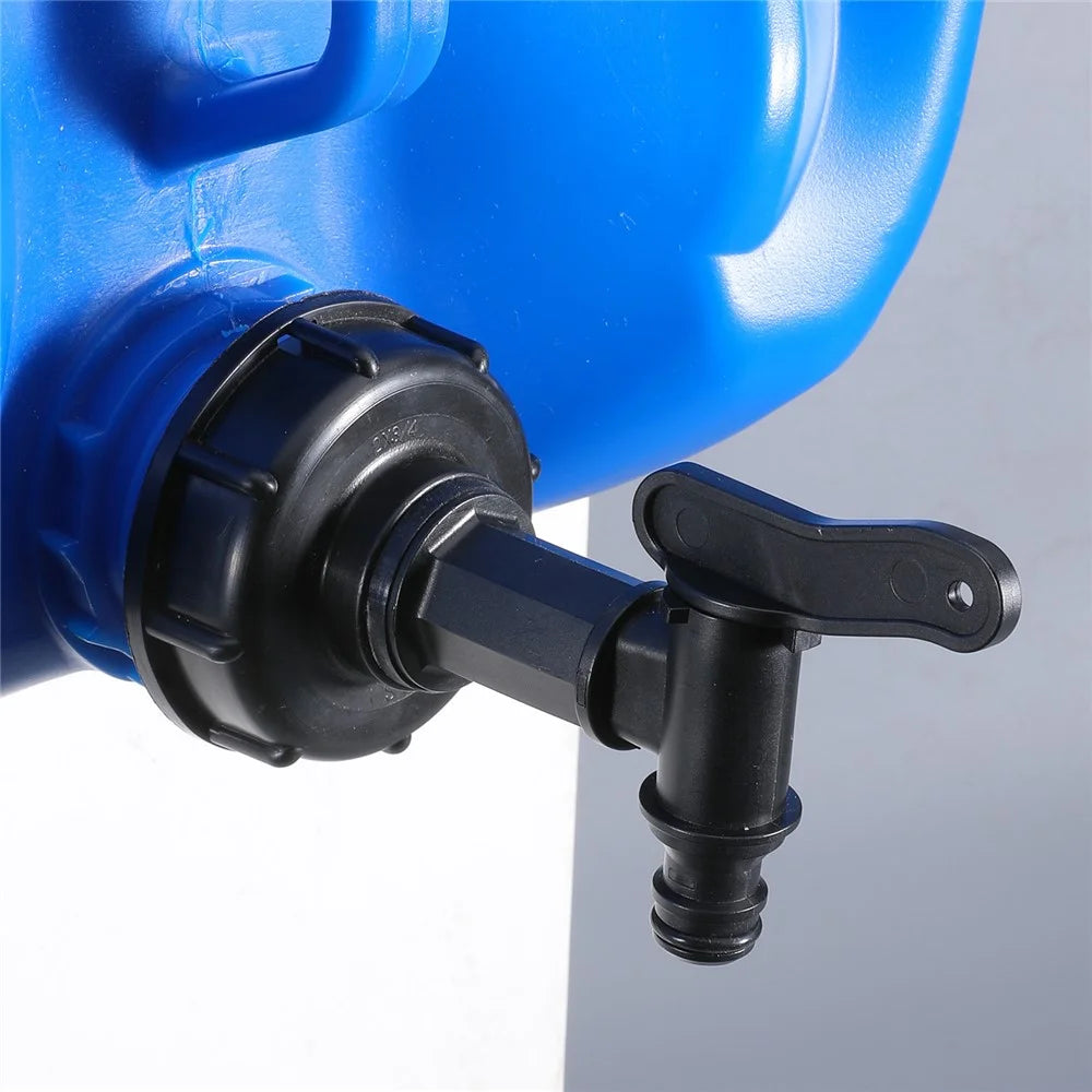 IBC Tank Faucet Tap 3  /  4 Inch Threaded Garden Hose Connector PP Plastic Valve Water Hose Connector with S60x6 Thread Cap & Plastic Thread - 4