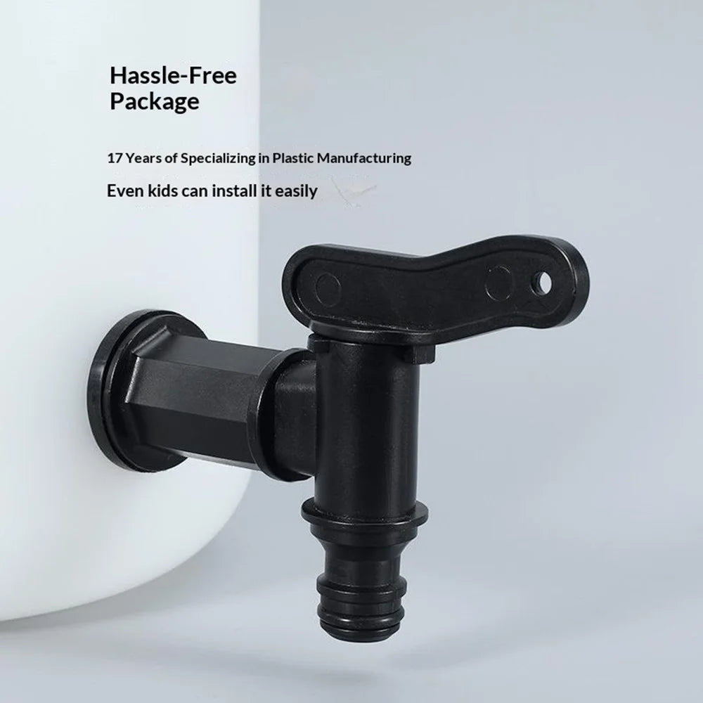 2Pcs IBC Tote Tank Faucet Adapter Kit 3 / 4 Inch Nipple Connector Tap Set with Plastic Thread & 25mm Hole Opener for Garden Water - Black - 4
