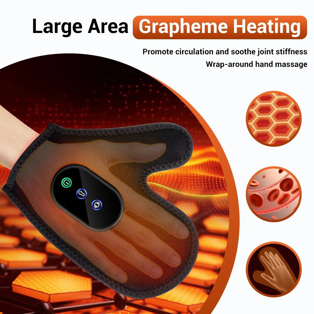 1Pc Hand Massager Glove 24 LED Beads Red Light Therapy 3 Heat Levels Mitten with Controller - 4