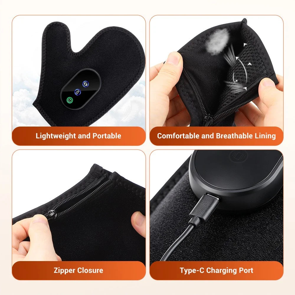 1Pc Hand Massager Glove 24 LED Beads Red Light Therapy 3 Heat Levels Mitten with Controller - 7