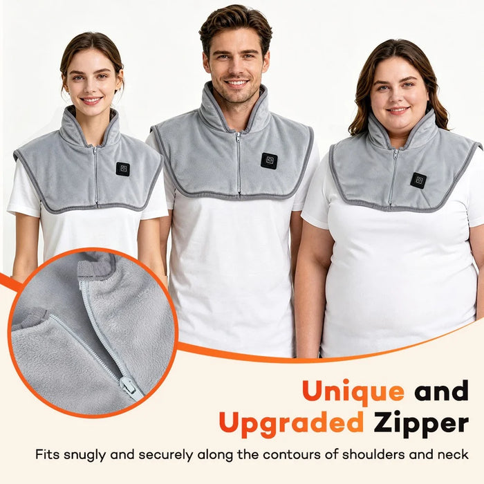 USB Heated Shawl Crystal Fleece Neck Shoulder Warmer 3 Temperature Settings NTC Smart Control - Grey - 2