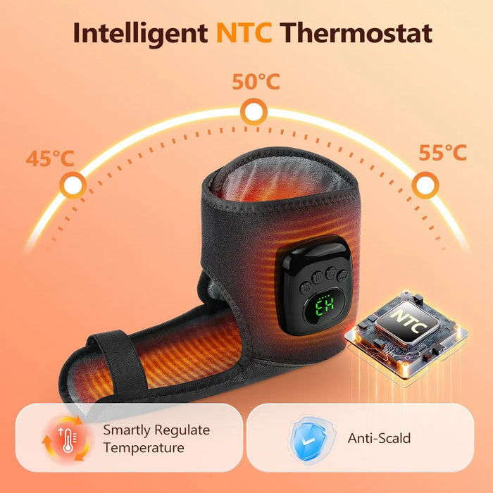 2Pcs Ankle Massager Air Compression Heating Pad 4 Levels 3 Temperature NTC Control for Pain Relief - Black - 3