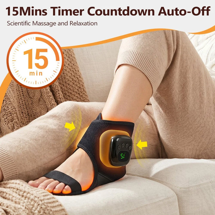 2Pcs Ankle Massager Air Compression Heating Pad 4 Levels 3 Temperature NTC Control for Pain Relief - Black - 4
