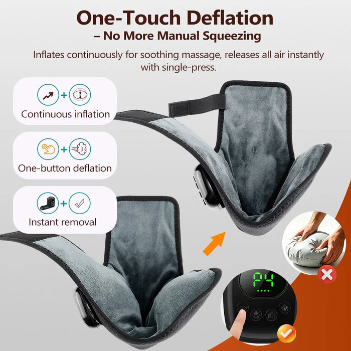 2Pcs Ankle Massager Air Compression Heating Pad 4 Levels 3 Temperature NTC Control for Pain Relief - Black - 5