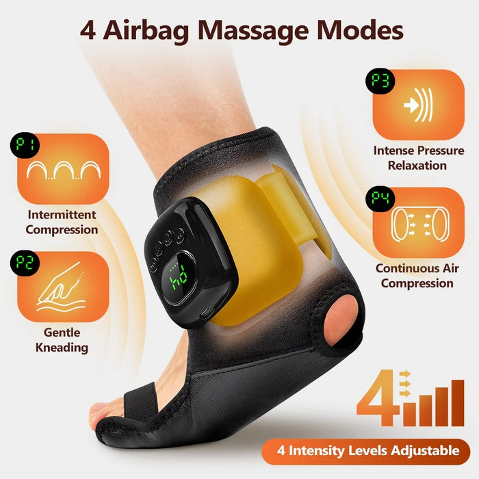 2Pcs Ankle Massager Air Compression Heating Pad 4 Levels 3 Temperature NTC Control for Pain Relief - Black - 6