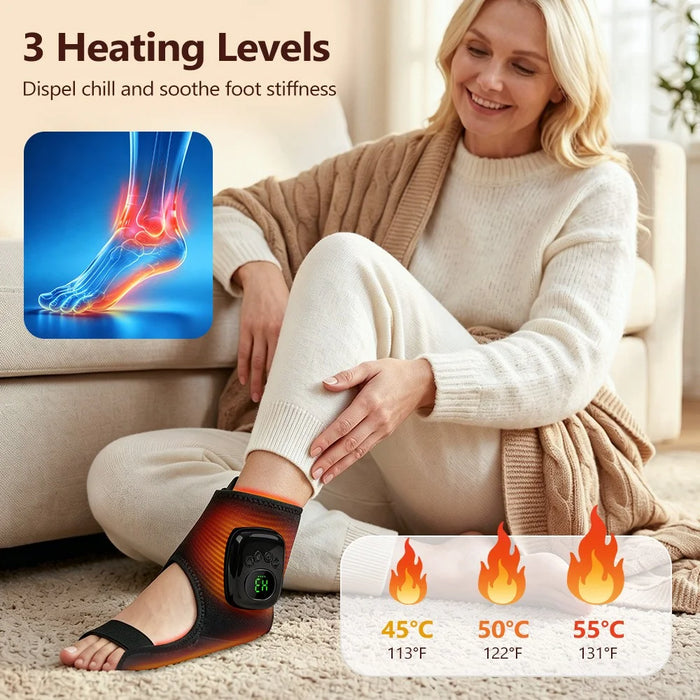 2Pcs Ankle Massager Air Compression Heating Pad 4 Levels 3 Temperature NTC Control for Pain Relief - Black - 7