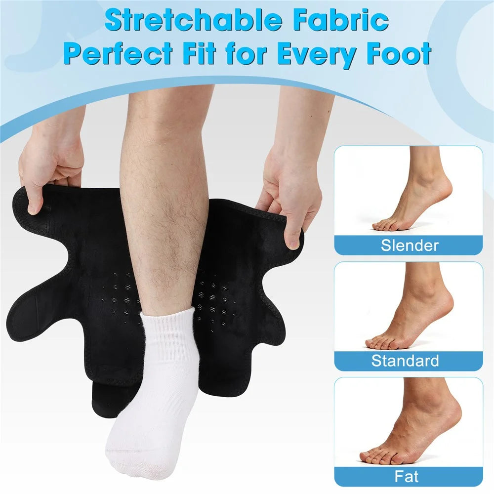 1Pc 4 Motor Heated Vibration Foot Massager 4000mAh Ankle Leg Therapy Wrap 6 Modes 5 Heat Settings - Black - 2