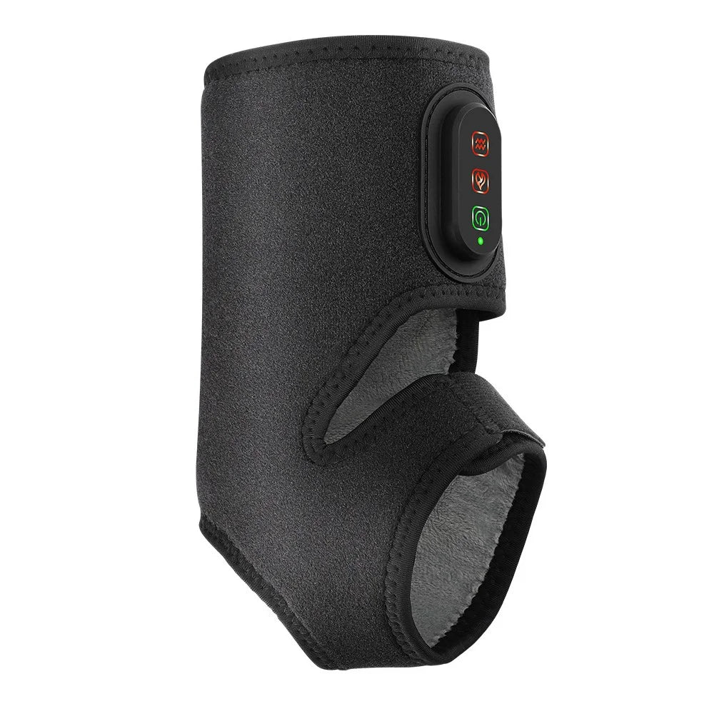1Pc APP Control Electric Ankle Massager with Heating Vibration Relaxation Support Belt Foot Joint Wrap - Black - 1