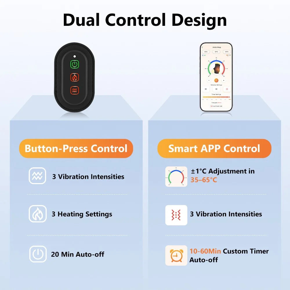 1Pc APP Control Electric Ankle Massager with Heating Vibration Relaxation Support Belt Foot Joint Wrap - Black - 2