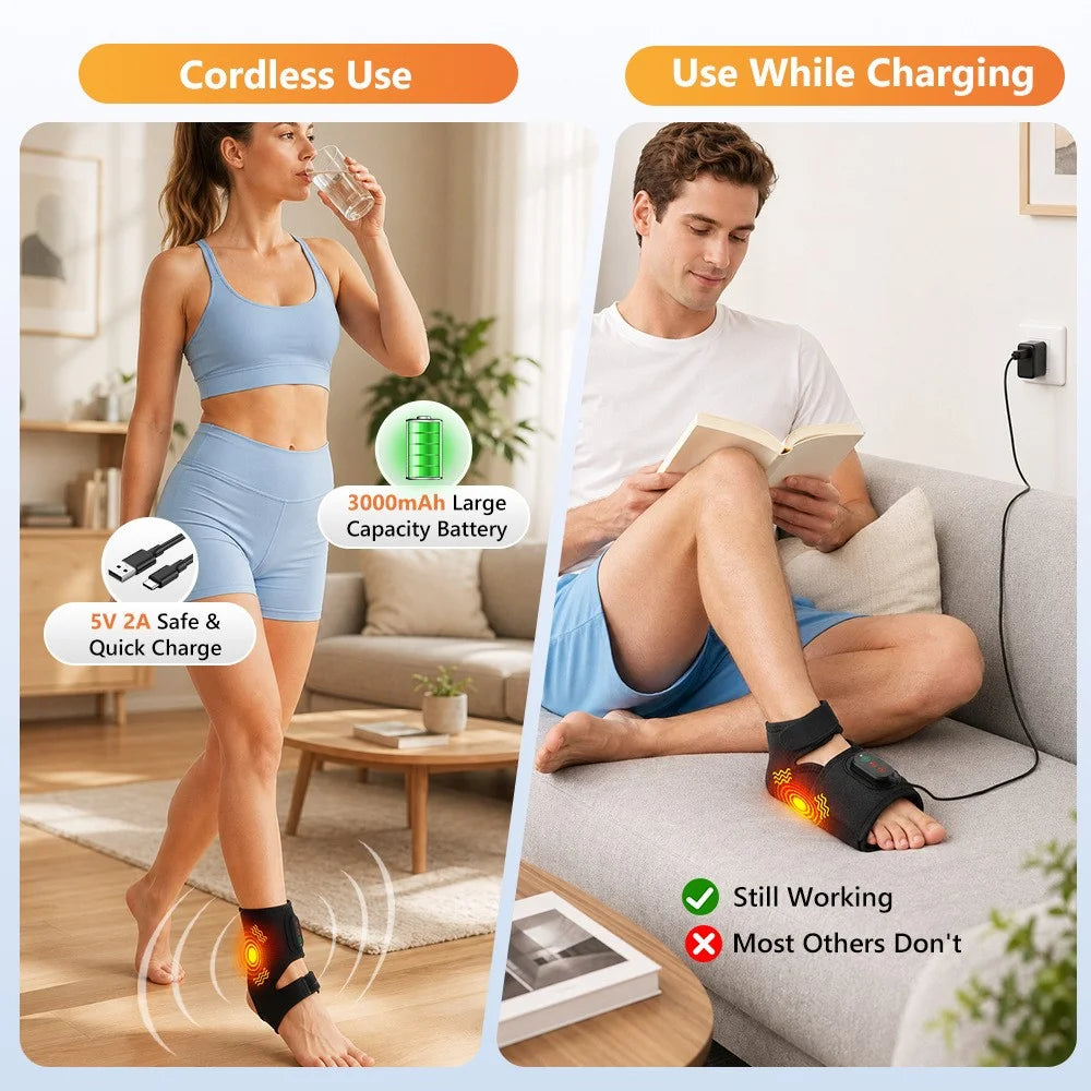 1Pc APP Control Electric Ankle Massager with Heating Vibration Relaxation Support Belt Foot Joint Wrap - Black - 6