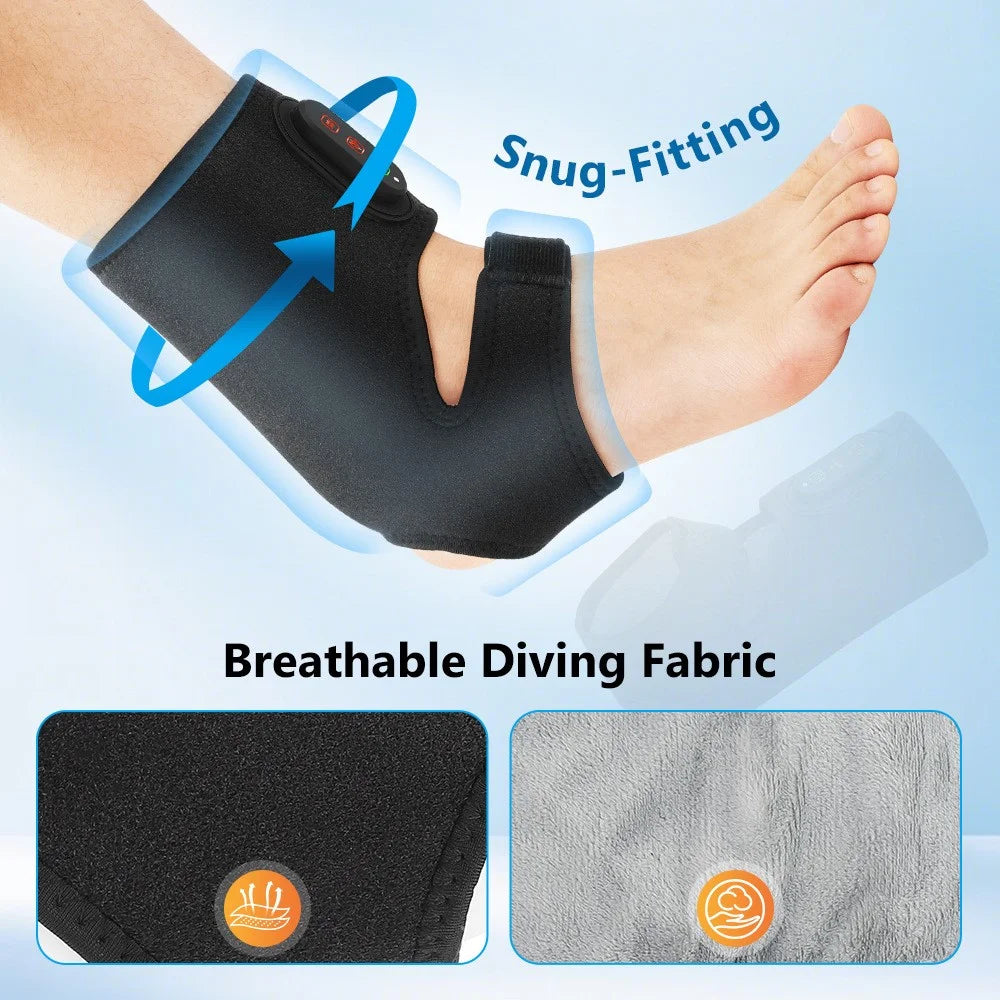 1Pc APP Control Electric Ankle Massager with Heating Vibration Relaxation Support Belt Foot Joint Wrap - Black - 7