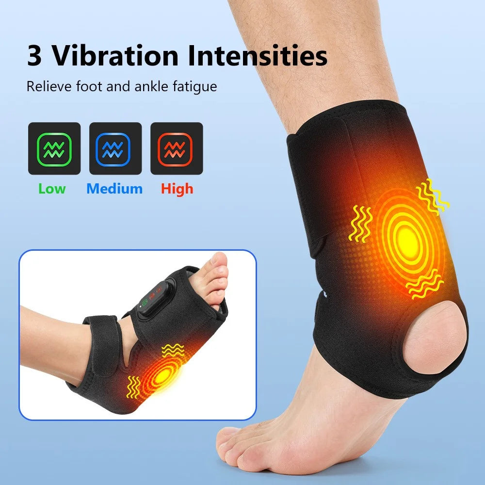 1 Pair App Control Heated Ankle Massager 3-Level Vibration Smart Timer Foot Heat Therapy Device - Black - 4