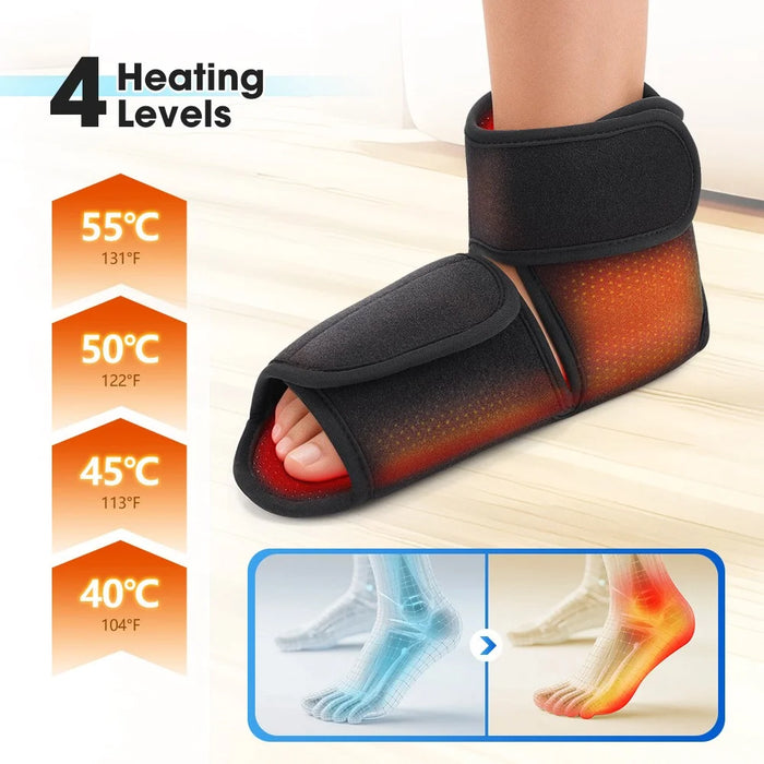 1Pc Electric Heated Foot Massager Airbag Compression Ankle Heat Therapy Device - Black - 2